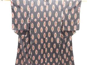 大正ロマン　幾何学模様織り出しお召着物